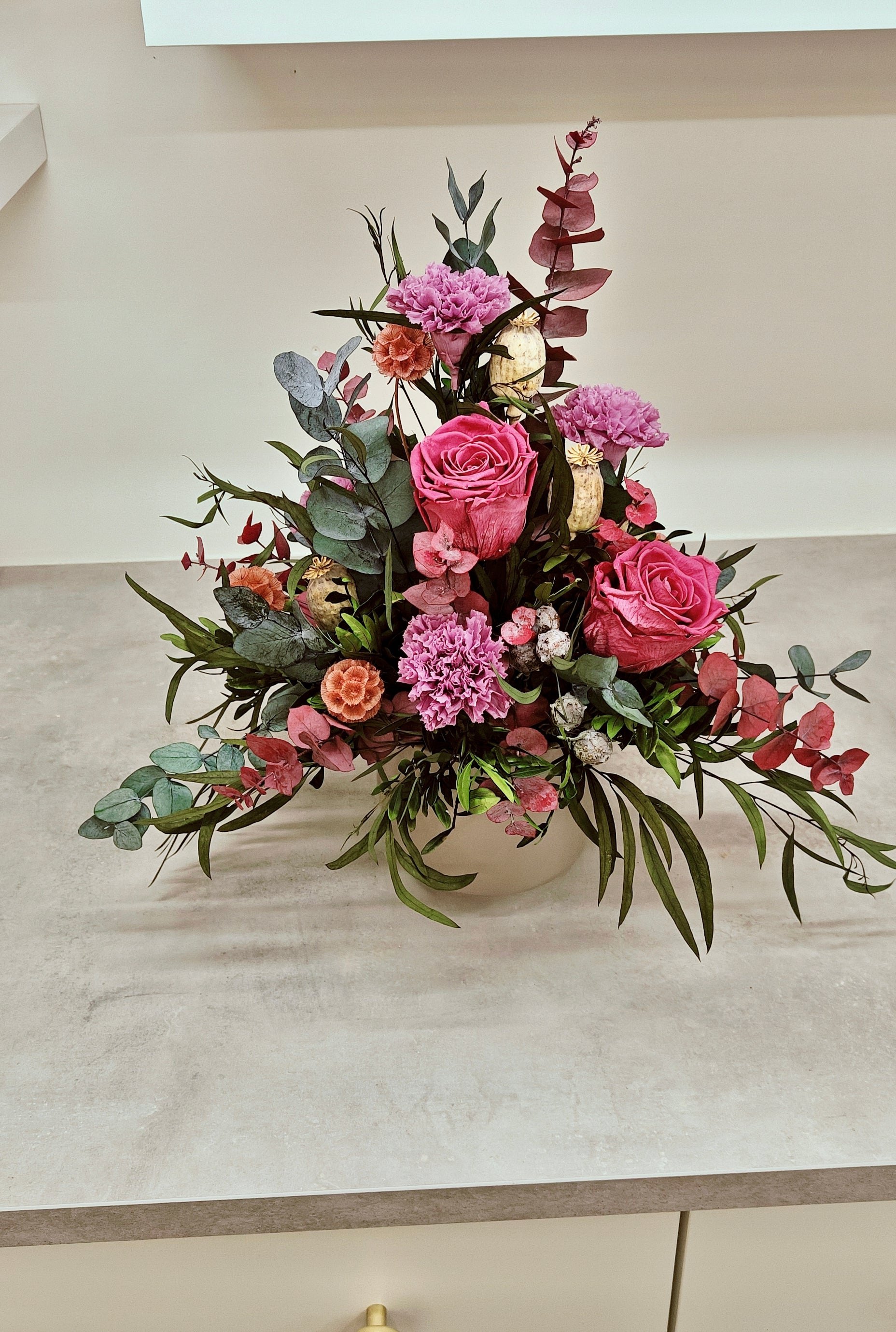 Boho - asetelma nukkuvista kukista